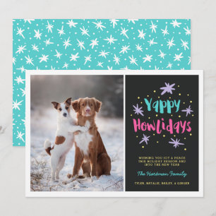 Yappyハウリデイズドッグクリスマスフォトブラック シーズンカード