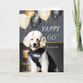 Yappy 60おもしろいth誕生日ホワイトプードルインレザー シーズンカード (正面)