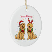 Yappy Holidays Golden Retriever Golden Xmas セラミックオーナメント (右)