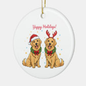 Yappy Holidays Golden Retriever Golden Xmas セラミックオーナメント (左)