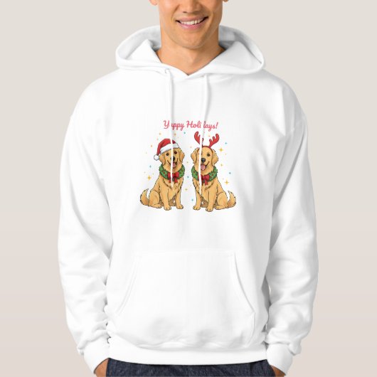 Yappy Holidays Golden Retriever Hoodie Golden Xmas パーカ (正面)