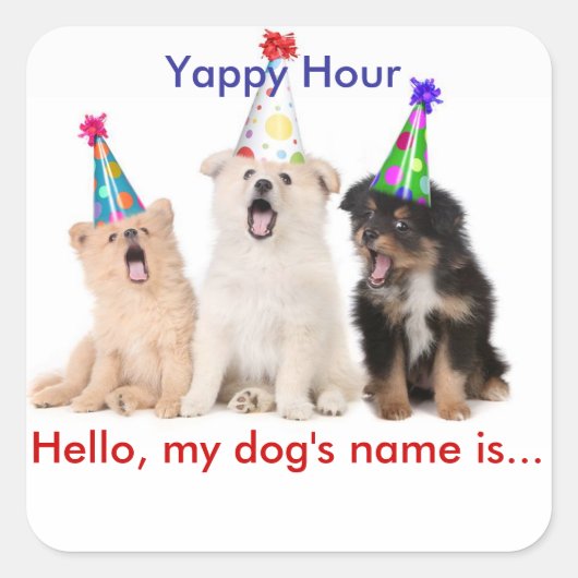 Yappy Hour Name Tagスタンプ スクエアシール (正面)