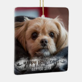 YAPPY HOWLIDAYS雪のオーバーレイ犬の写真 セラミックオーナメント (右)