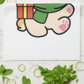 Yappy Howlidays – かわいいクリスマス犬の漫画 キッチンタオル (折り畳み)