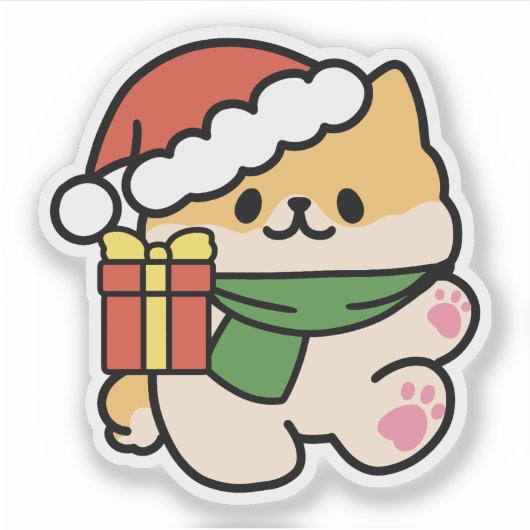 Yappy Howlidays – かわいいクリスマス犬の漫画 シール (正面)