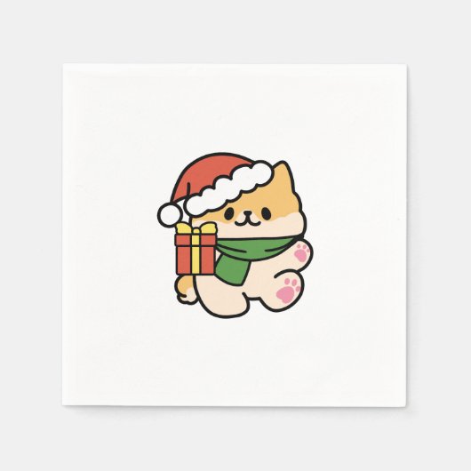 Yappy Howlidays – かわいいクリスマス犬の漫画 スタンダードカクテルナプキン (正面)