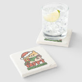 Yappy Howlidays – かわいいクリスマス犬の漫画 ストーンコースター (横)