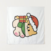 Yappy Howlidays – かわいいクリスマス犬の漫画 タペストリー (正面(横))