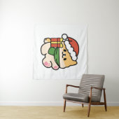 Yappy Howlidays – かわいいクリスマス犬の漫画 タペストリー (インサイチュ(横))