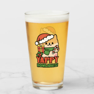 Yappy Howlidays – かわいいクリスマス犬の漫画 タンブラーグラス