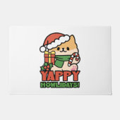 Yappy Howlidays – かわいいクリスマス犬の漫画 ドアマット (正面)