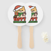 Yappy Howlidays – かわいいクリスマス犬の漫画 ハンドファン (正面&裏面)