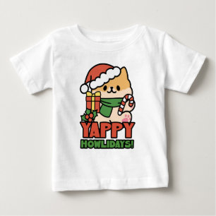 Yappy Howlidays – かわいいクリスマス犬の漫画 ベビーTシャツ