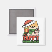 Yappy Howlidays – かわいいクリスマス犬の漫画 マグネット (正面/裏面)