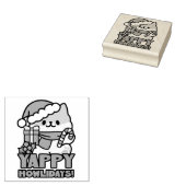 Yappy Howlidays – かわいいクリスマス犬の漫画 ラバースタンプ (押印)