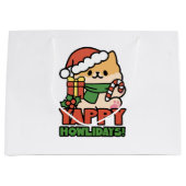 Yappy Howlidays – かわいいクリスマス犬の漫画 ラージペーパーバッグ (正面)