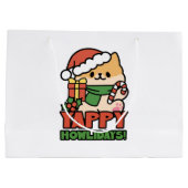 Yappy Howlidays – かわいいクリスマス犬の漫画 ラージペーパーバッグ (裏面)