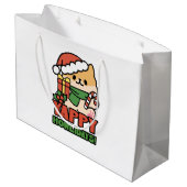 Yappy Howlidays – かわいいクリスマス犬の漫画 ラージペーパーバッグ (裏面アングル)