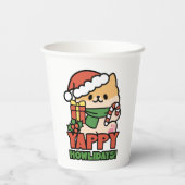 Yappy Howlidays – かわいいクリスマス犬の漫画 紙コップ (裏面)