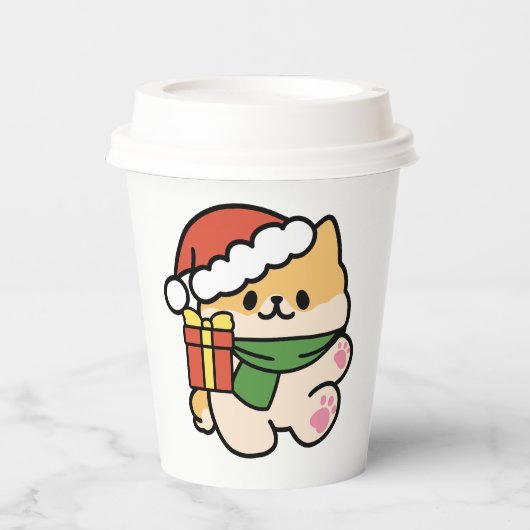 Yappy Howlidays – かわいいクリスマス犬の漫画 紙コップ (正面)