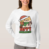 Yappy Howlidays – かわいいクリスマス犬の漫画 Tシャツ (正面)