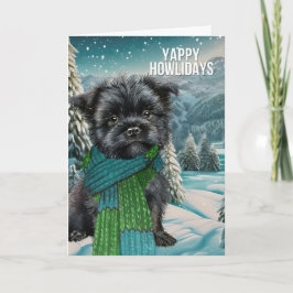 Yappy Howlidays Affenpinscher Dog in Winter Scarf シーズンカード