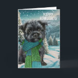 Yappy Howlidays Affenpinscher Dog in Winter Scarf シーズンカード<br><div class="desc">あなたもしは、友人、同僚や家族のメンバーが彼らのアフェンピンシェ犬を愛し、その後、この甘くて信じられないほど可愛いヤッピーのhowlidaysグリーティングカードを送信することを選択する。</div>