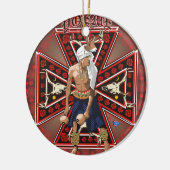 yaquiのシカのダンサーの円形のオーナメント セラミックオーナメント (左)