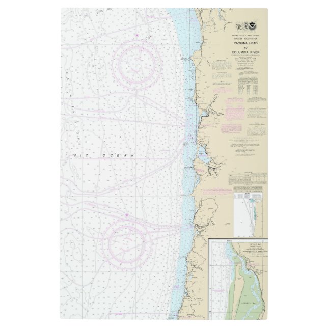 Yaquinaヘッドからコロンビア川のチャートヘ航海のッド メタルプリント (正面)