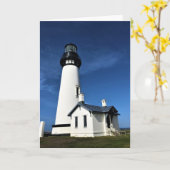 Yaquina Head Light house, Newport，オレゴン カード (黄色い花)