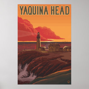 Yaquina Head Lighthouse, Oregon - Travel Poster ポスター