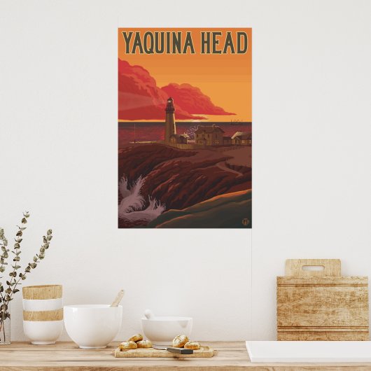 Yaquina Head Lighthouse, Oregon - Travel Poster ポスター (キッチン)