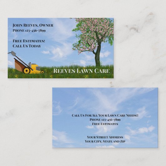 Yard Lawncare Landscaping Service Business Card 名刺 (正面/裏面)