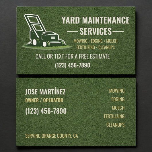 Yard Maintenance Services Business Card 名刺
