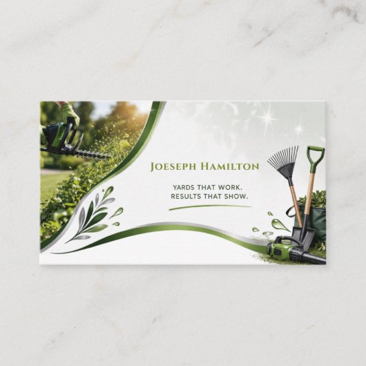 Yard Work Gardner Lawn Care Business Card 名刺 (正面)