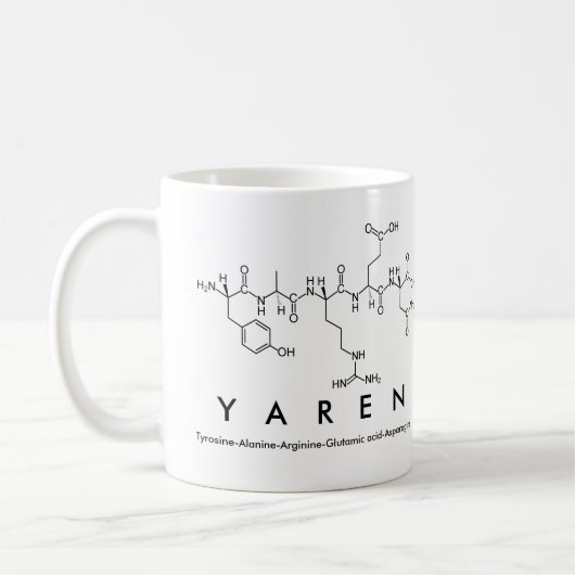 Yarenペプチド名mug コーヒーマグカップ (左)