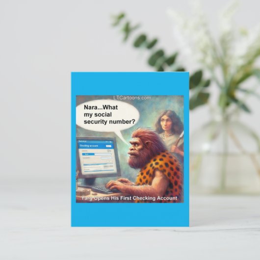 Yarg’s First Login: Banking Like a Caveman ポストカード (スタンド正面)