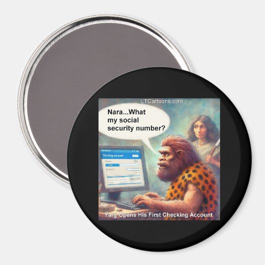 Yarg’s First Login: Banking Like a Caveman マグネット (正面/裏面)