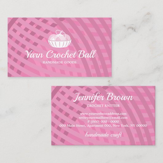 Yarn Ball Knitting Crochet Pink 名刺 (正面/裏面)