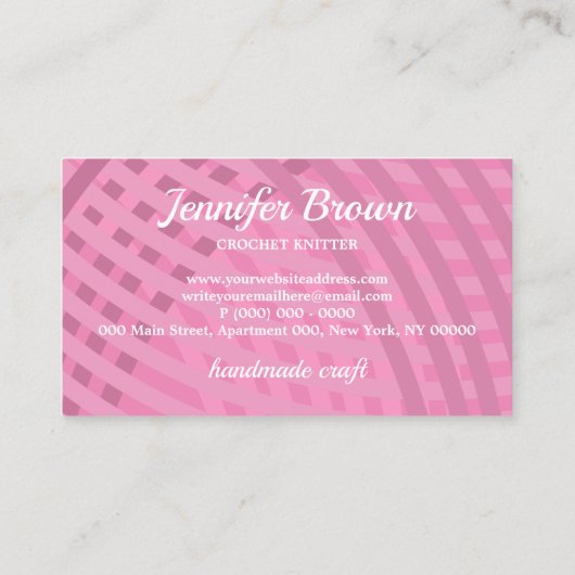 Yarn Ball Knitting Crochet Pink 名刺 (裏面)
