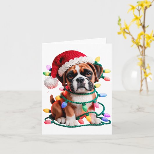 Yarn Boxer Dog Sewing Knitting Crocheting Christma カード (黄色い花)