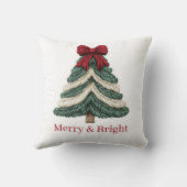 Yarn Faux Embroidery Christmas Tree Merry Bright クッション (裏面)