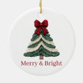 Yarn Faux Embroidery Christmas Tree Merry Bright セラミックオーナメント (裏面)