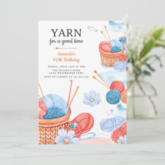 Yarn for a Good Time Crochet誕生日パーティー 招待状 (スタンド正面)