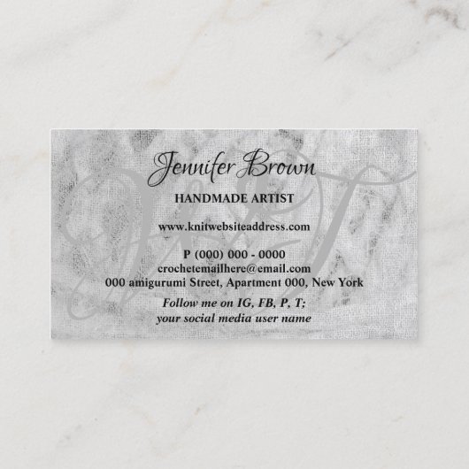 Yarn handmade crochet amigurumi knit black white 名刺 (裏面)
