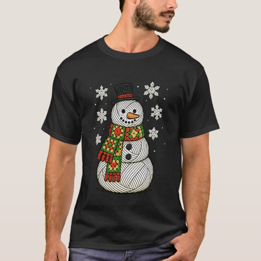 Yarn Snowman Knitting Crafting Crocheting Quilter  Tシャツ (正面)