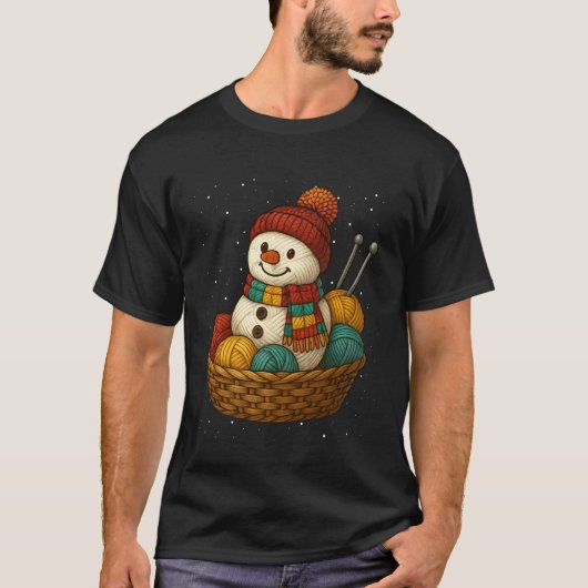 Yarn Snowman Knitting Crafting Crocheting Quilter  Tシャツ (正面)
