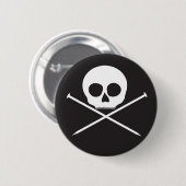 YarnCoreのスカルおよび十字の針 缶バッジ (正面&裏面)