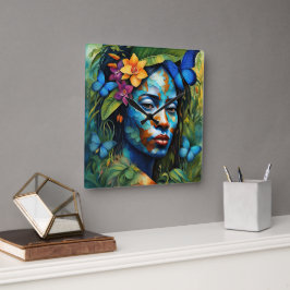 "Yarumi"蘭の精神 – アマゾニアの女性 スクエア壁時計