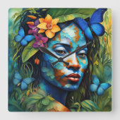 "Yarumi"蘭の精神 – アマゾニアの女性 スクエア壁時計 (正面)